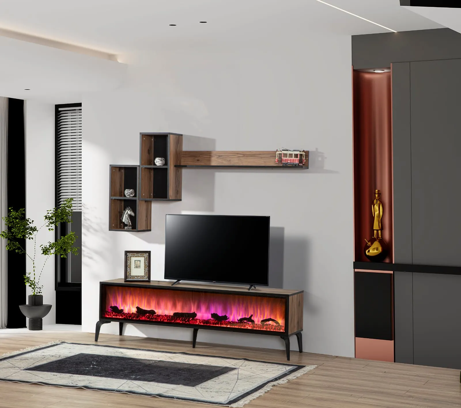 Oslo Şömineli Tv Ünitesi